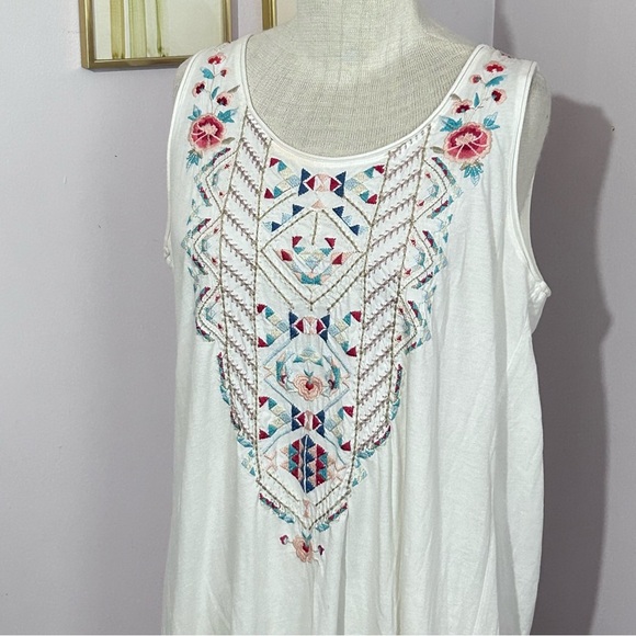 Johnny Was Embroidered Cotton Tank Dress - Picture 2 of 11